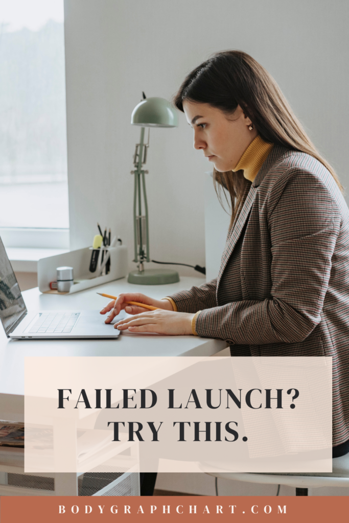 Woman at laptop with the caption - Failed Launch? Try this 